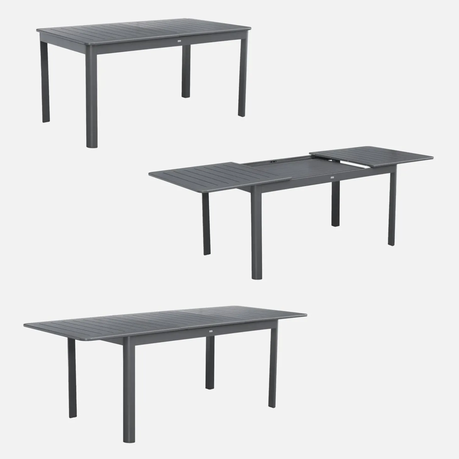 Uitschuifbare tuintafel van aluminium, 6 plaatsen
