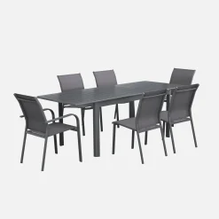 Uitschuifbare tuintafel van aluminium, 6 plaatsen