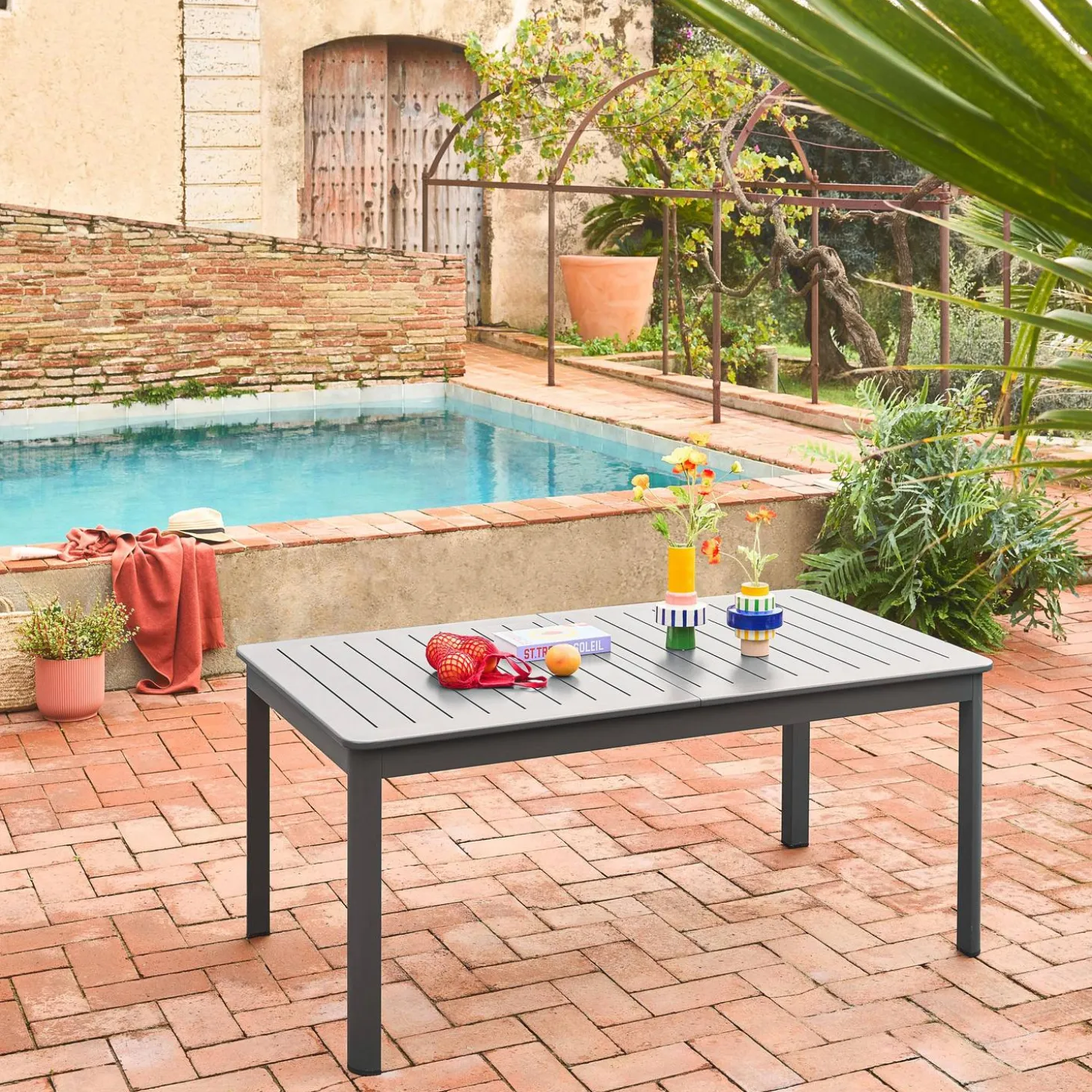 Uitschuifbare tuintafel van aluminium, 8 plaatsen