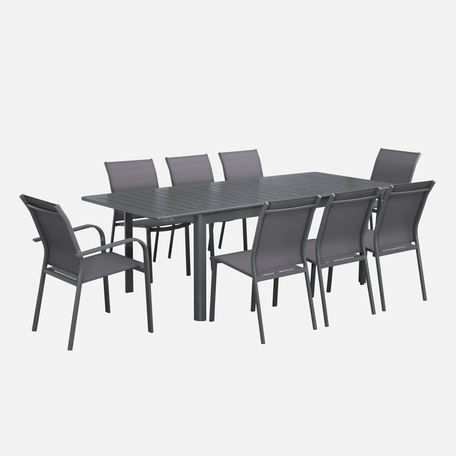 Uitschuifbare tuintafel van aluminium, 8 plaatsen