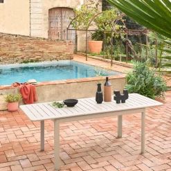 Uitschuifbare tuintafel van aluminium, 6 plaatsen