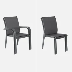 Uitschuifbare tuintafel van aluminium en textileen, 10 stoelen