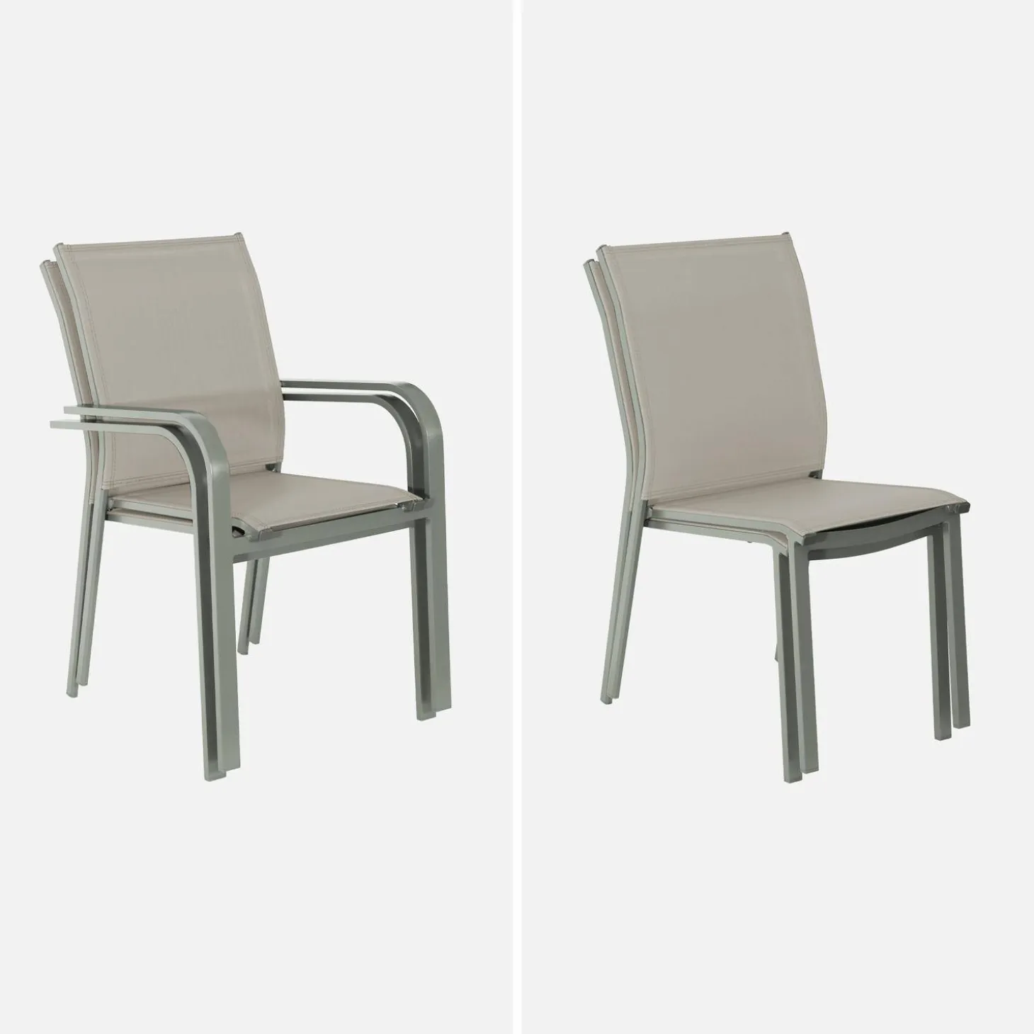 Uitschuifbare tuintafel van aluminium en textileen, 10 stoelen