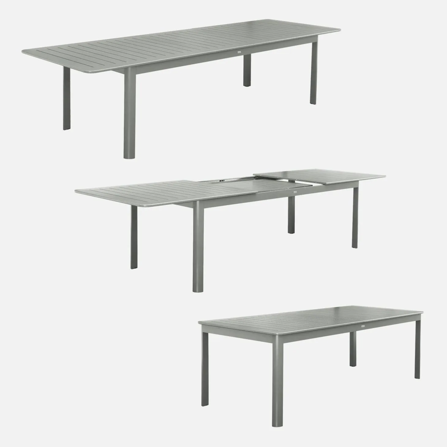 Uitschuifbare tuintafel van aluminium en textileen, 10 stoelen