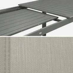 Uitschuifbare tuintafel van aluminium en textileen, 10 stoelen