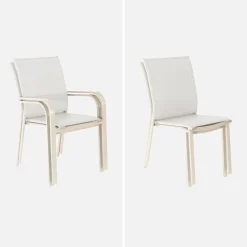 Uitschuifbare tuintafel van aluminium en textileen, 8 stoelen