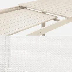 Uitschuifbare tuintafel van aluminium en textileen, 8 stoelen