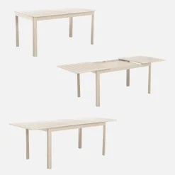 Uitschuifbare tuintafel van aluminium en textileen, 8 stoelen