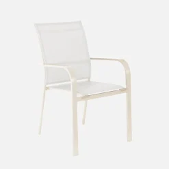 Uitschuifbare tuintafel van aluminium, 6 stoelen, waarvan 2 met armleuning