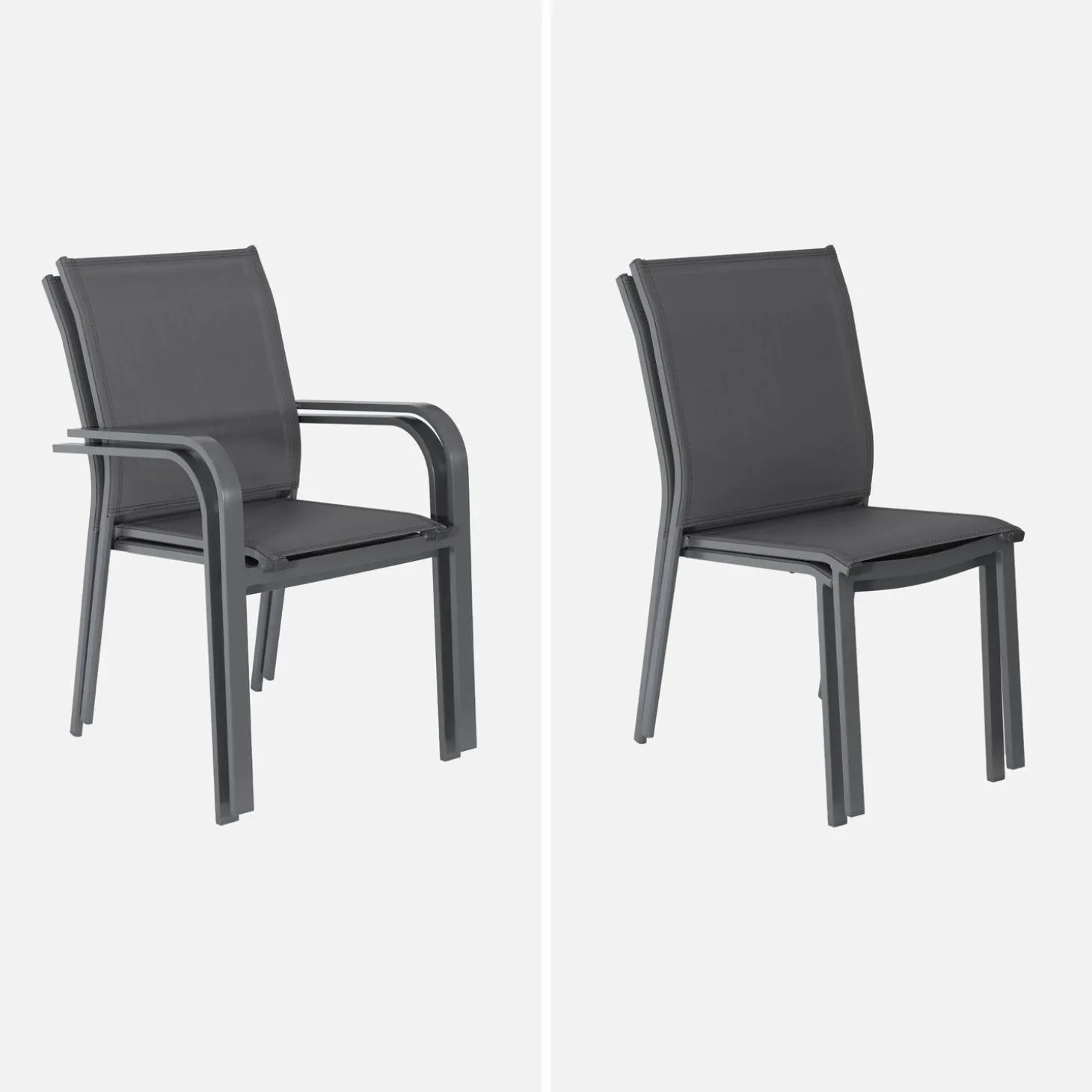 Uitschuifbare tuintafel van aluminium en textileen, 8 stoelen