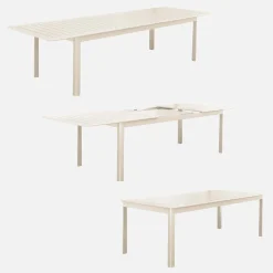 Uitschuifbare tuintafel van aluminium en textileen, 10 stoelen