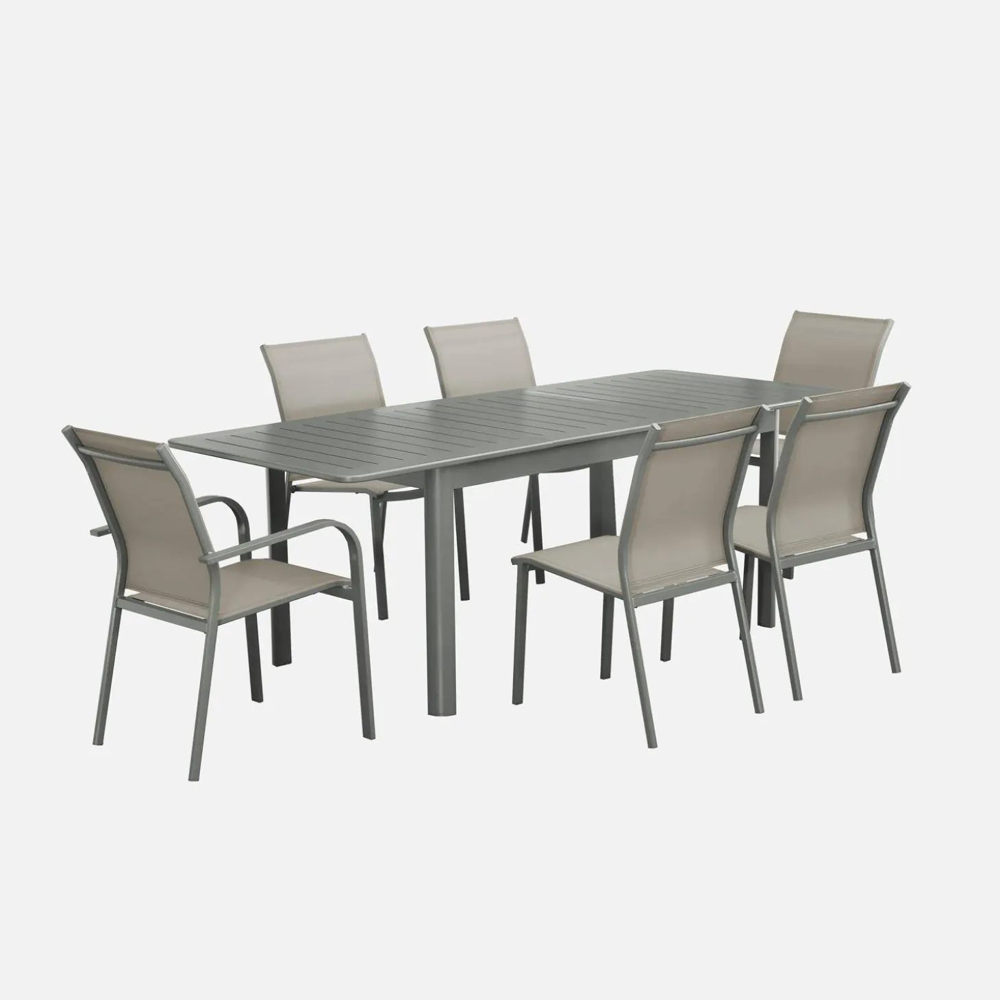Uitschuifbare tuintafel van aluminium, 6 plaatsen