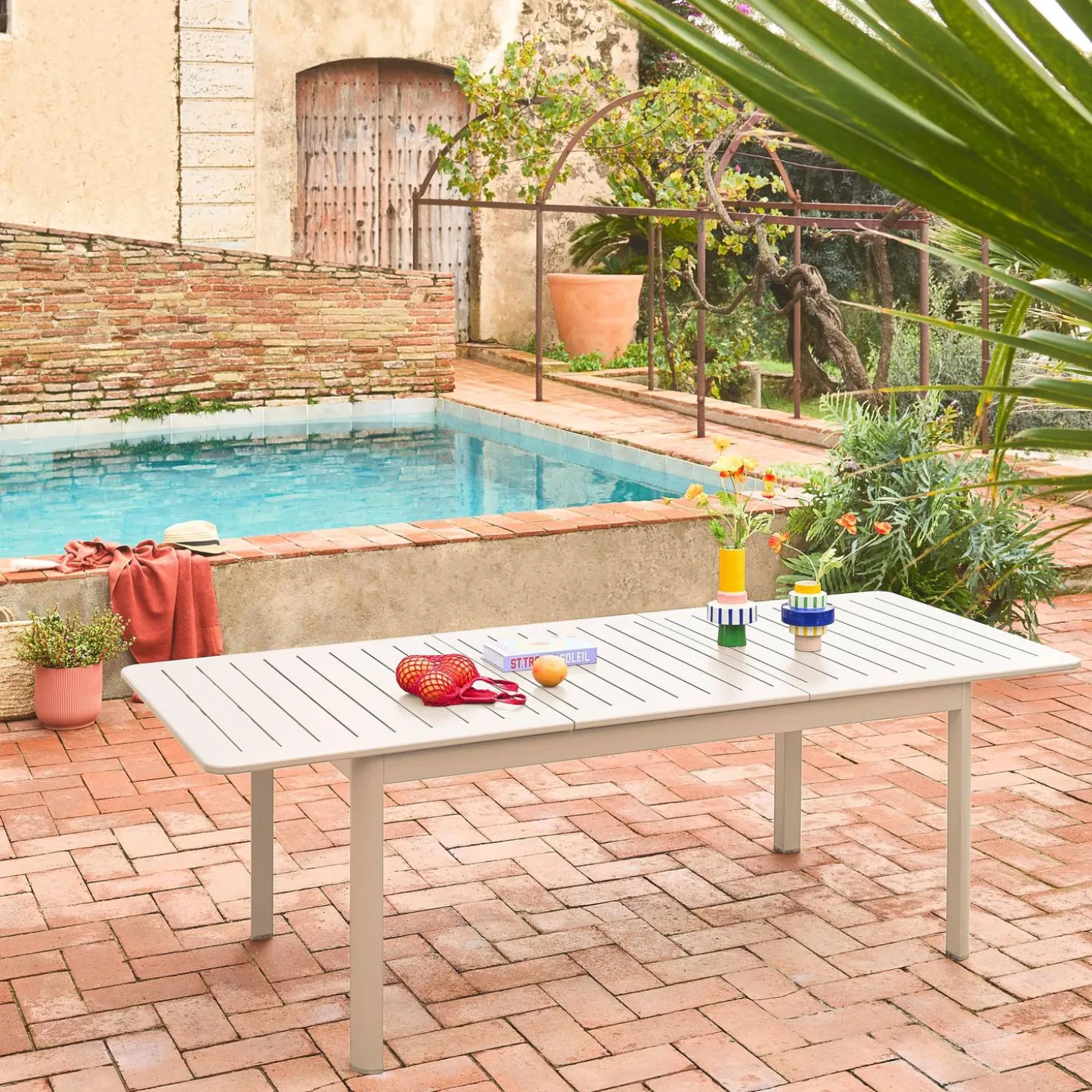 Uitschuifbare tuintafel van aluminium, 8 plaatsen