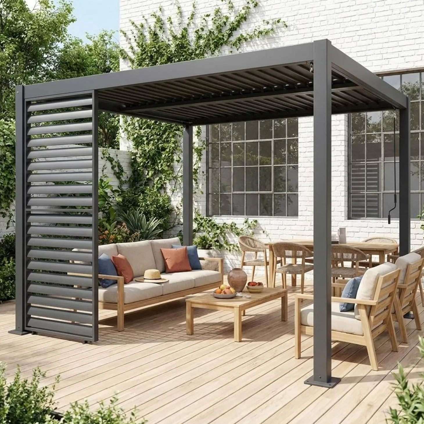 Vaste lamellenwand 100cm voor Palace pergola