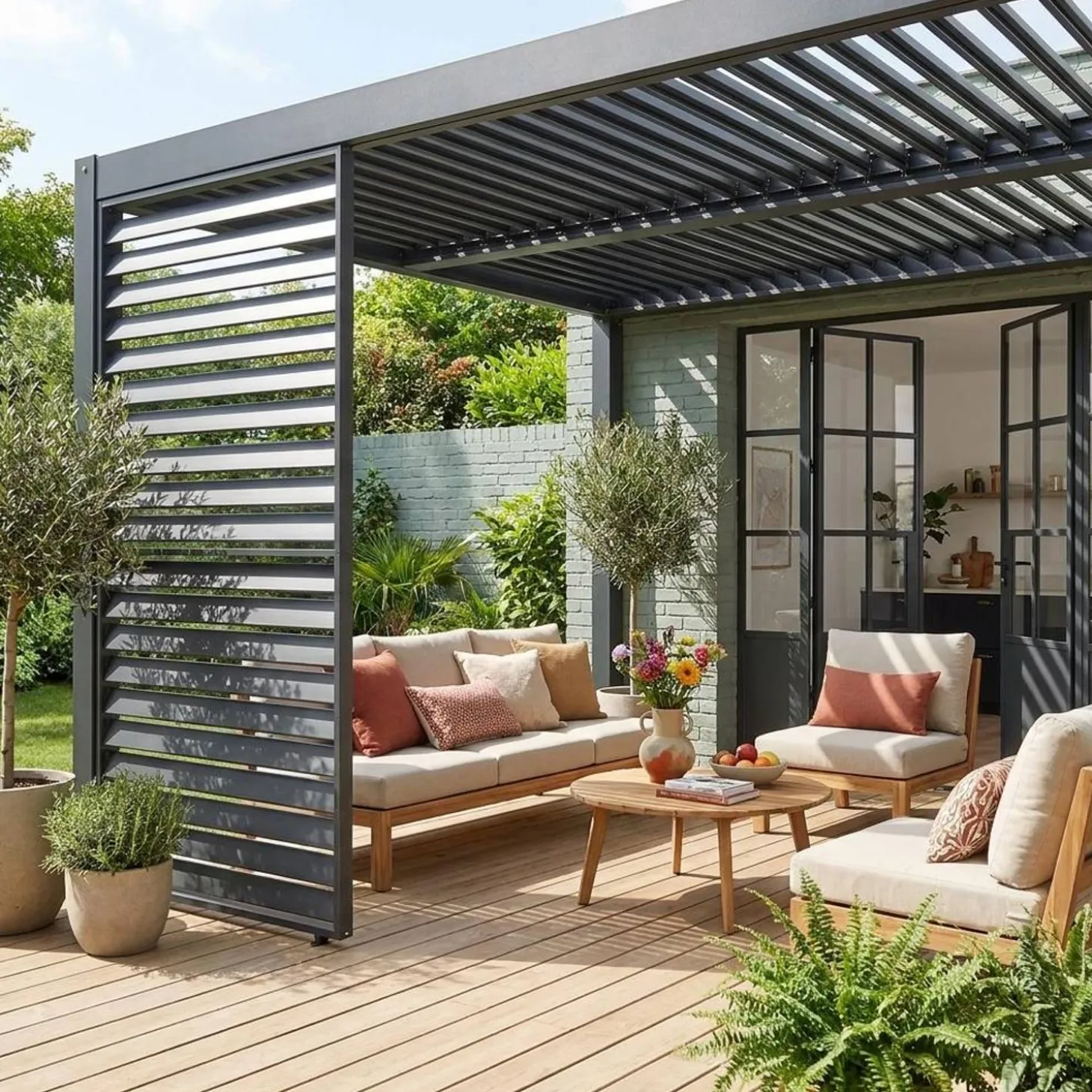 Vaste lamellenwand 130cm voor Palace pergola