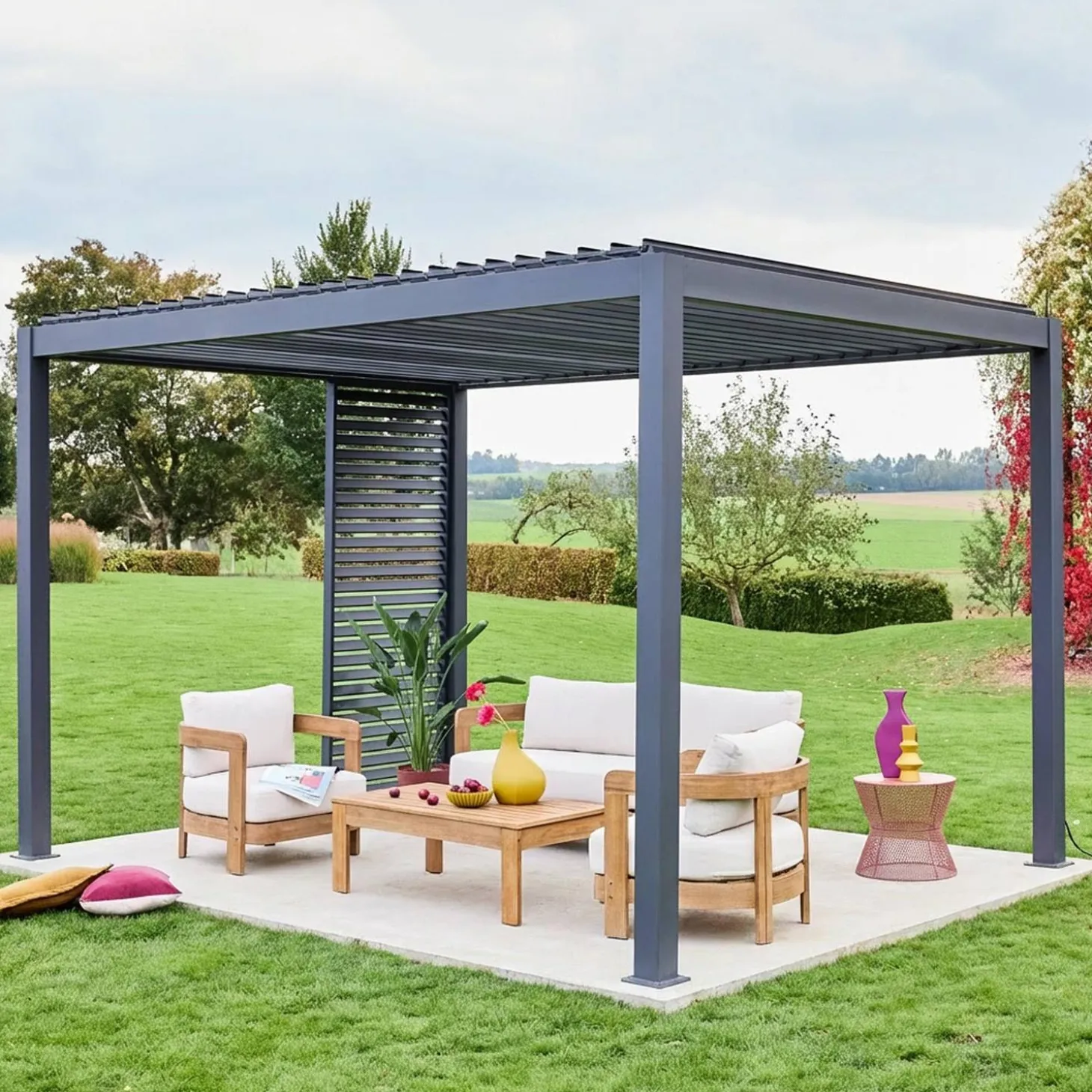 Vaste lamellenwand 100cm voor Triomphe pergola