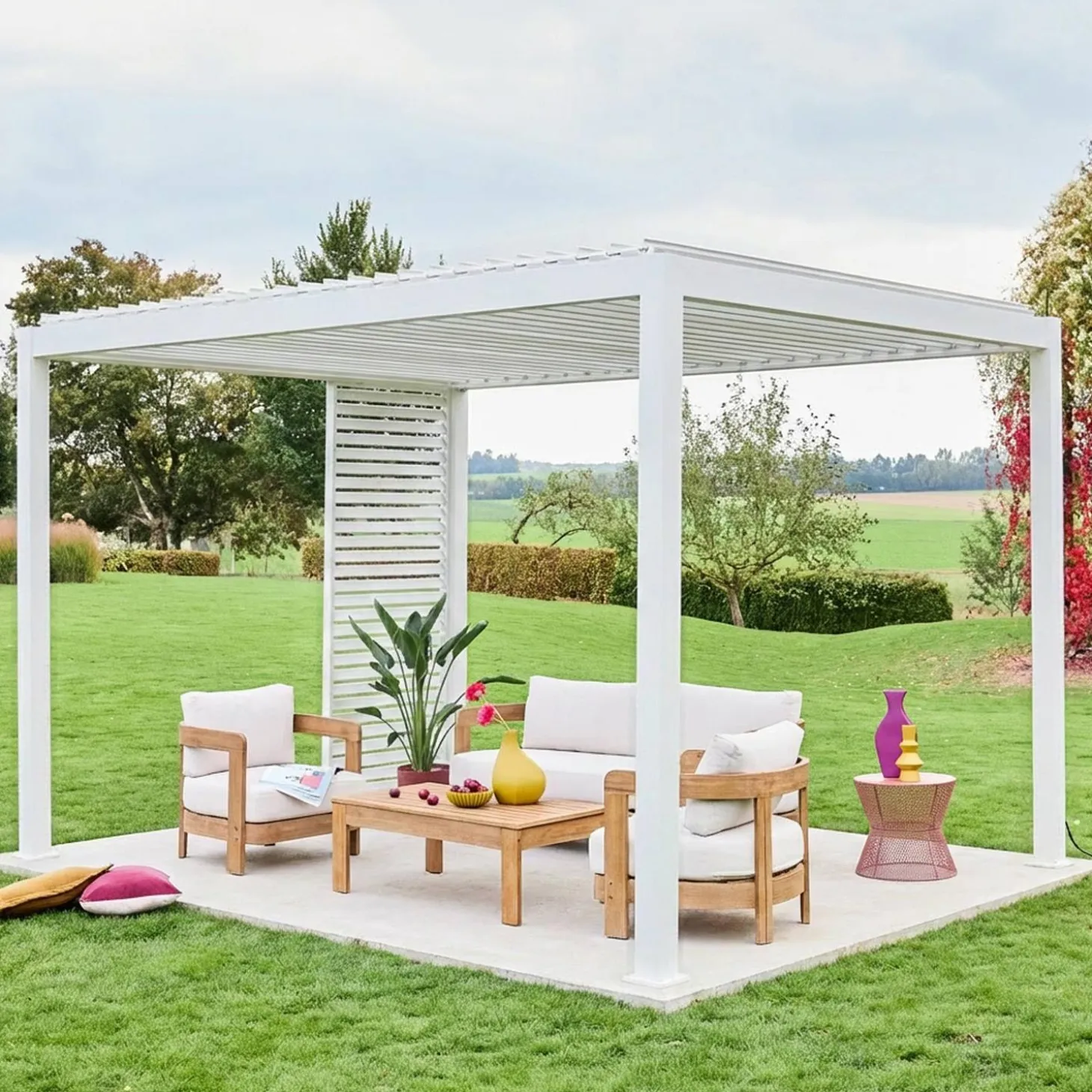 Vaste lamellenwand 100cm voor Triomphe pergola