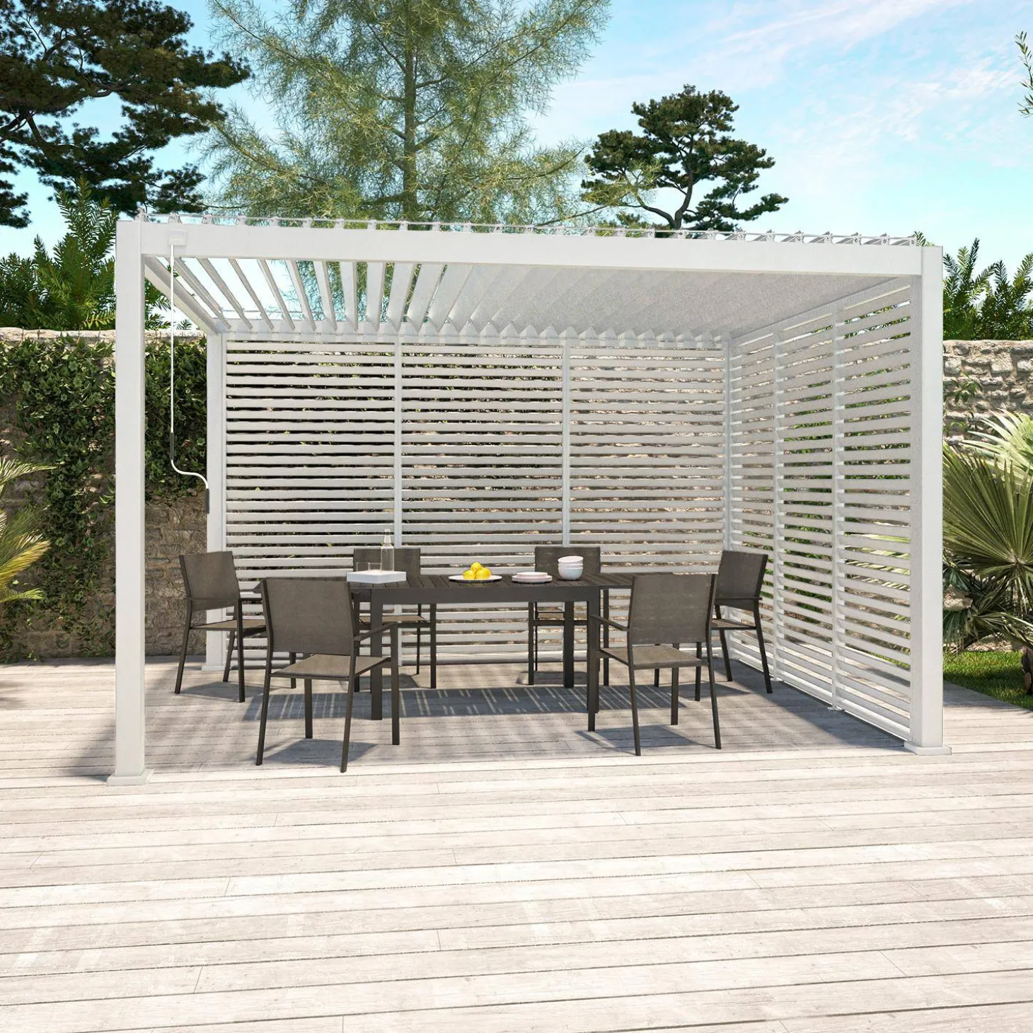 Vaste lamellenwand 130cm voor Triomphe pergola