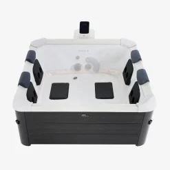 Vaste spa 6 plaatsen 160cm grijs hydromassages, 4 kussens, 8 filters afdekzeil
