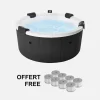 Vaste spa 6 plaatsen 180cm rond hydromassage afdekzeil + hoes + 8 filters