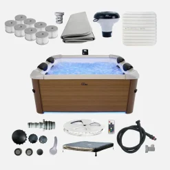 Vaste spa 6 plaatsen hydromassage, 4 kussens + 8 filters, OSLO AMBER