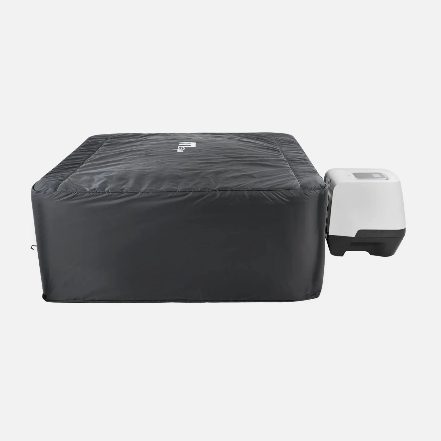 Vaste spa voor 6 personen, 180 cm vierkant, hydromassage, 4 kussens, afdekzeil + hoes