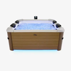 Vaste spa voor 6 personen, 160 cm vierkant, hydromassage, 4 kussens, afdekzeil + thermische hoes