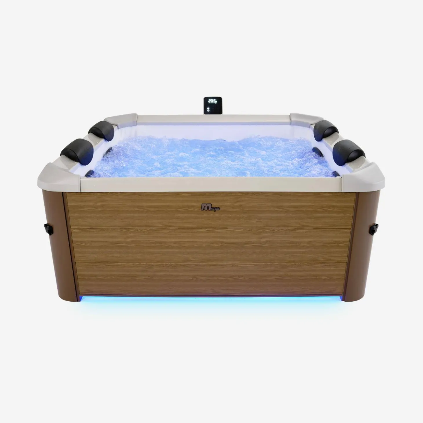 Vaste spa voor 6 personen, 160 cm vierkant, hydromassage, 4 kussens, afdekzeil + thermische hoes