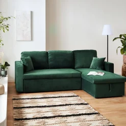 Velours driezits slaapbank