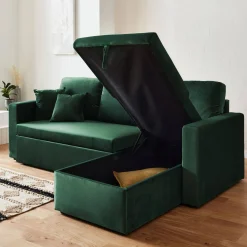 Velours driezits slaapbank