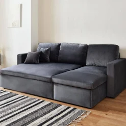 Velours driezits slaapbank