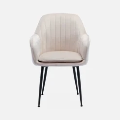 Velours fauteuil met metalen poten (set van 4)