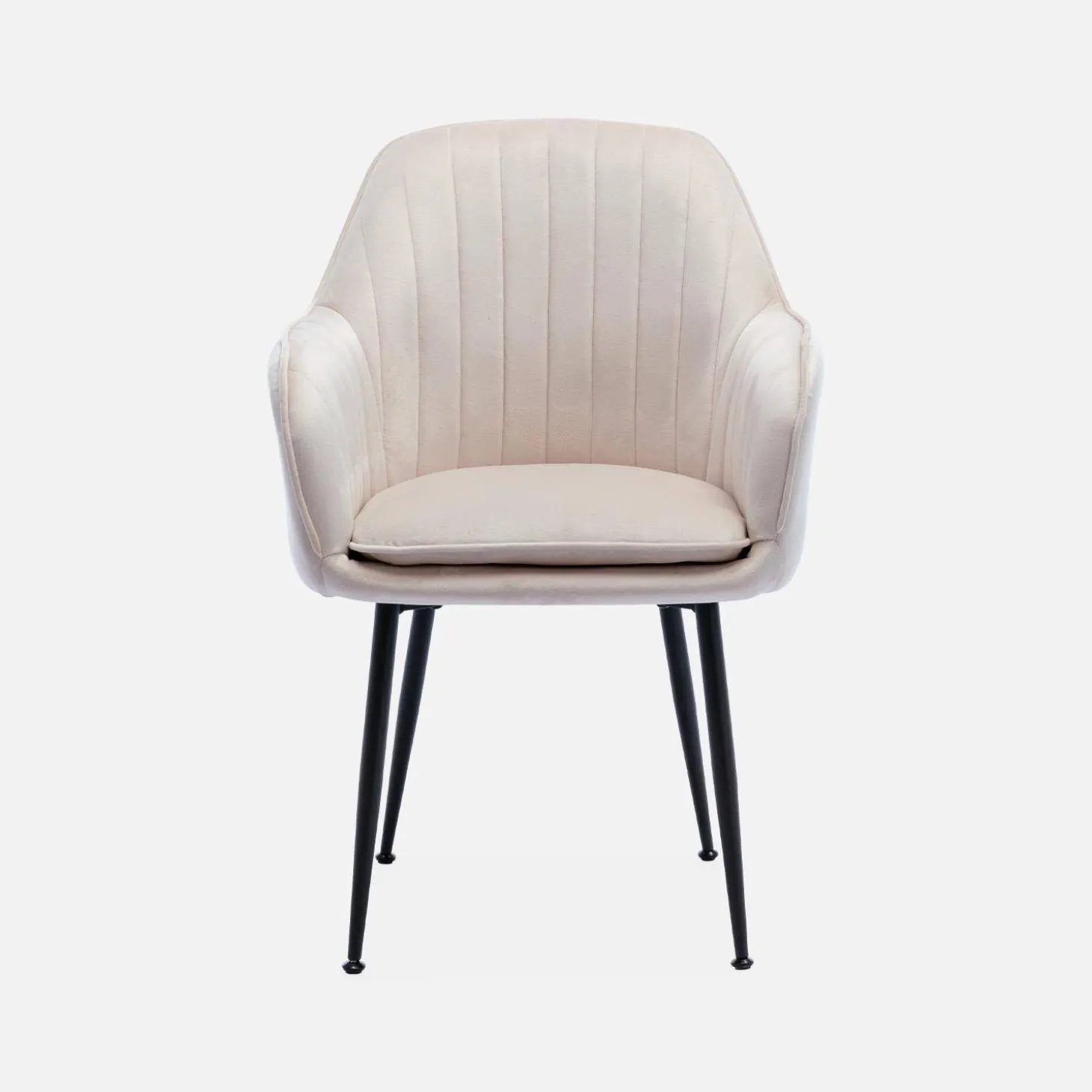 Velours fauteuil met metalen poten (set van 4)