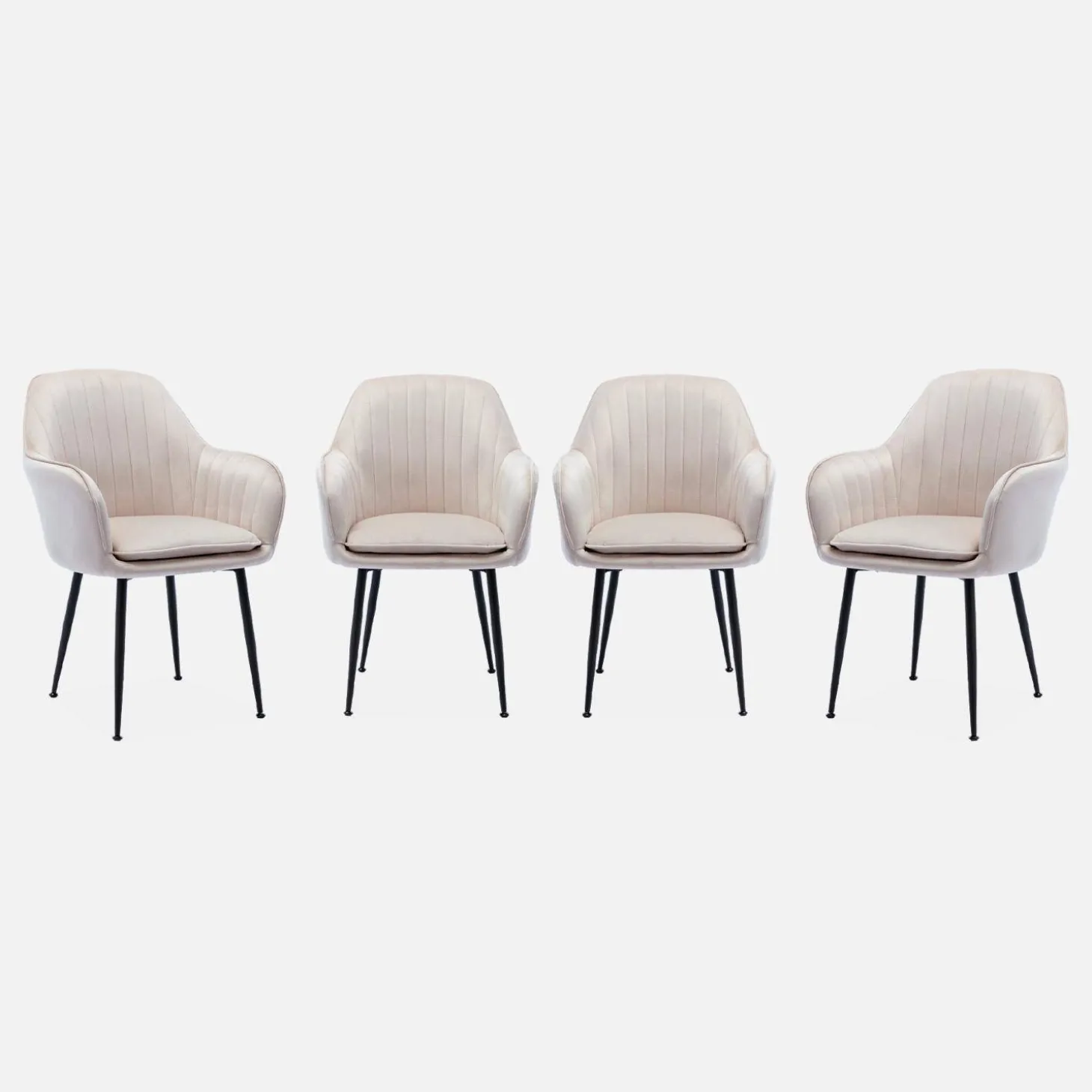 Velours fauteuil met metalen poten (set van 4)