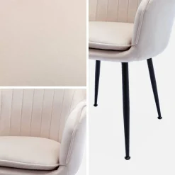 Velours fauteuil met metalen poten (set van 4)