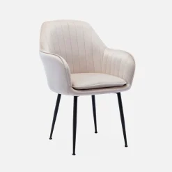 Velours fauteuil met metalen poten (set van 4)
