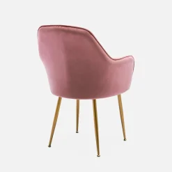Velours fauteuil met metalen poten (set van 4)