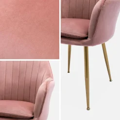 Velours fauteuil met metalen poten (set van 2)