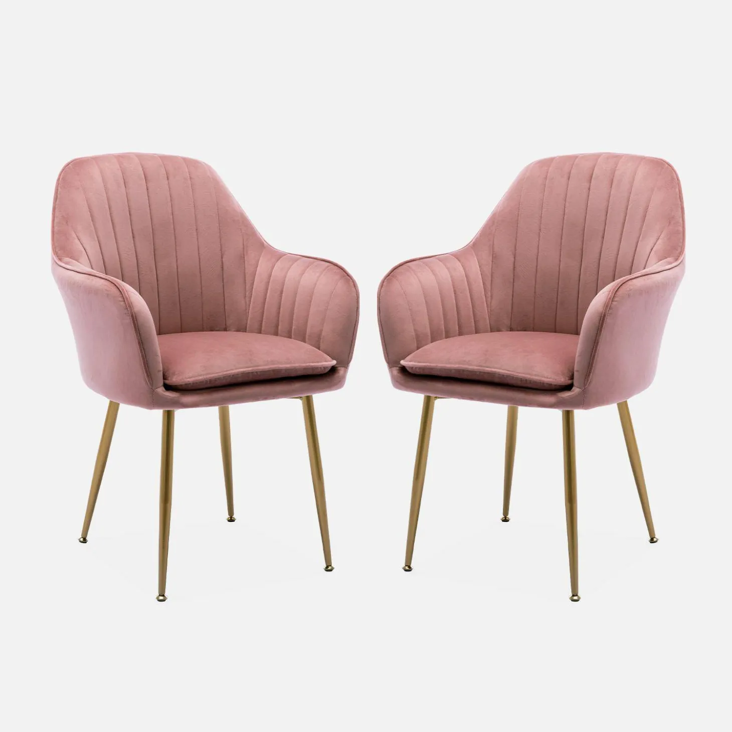 Velours fauteuil met metalen poten (set van 2)