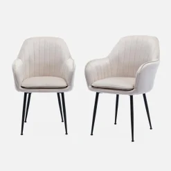 Velours fauteuil met metalen poten (set van 2)