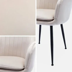 Velours fauteuil met metalen poten (set van 2)
