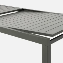 Verlengbare tuintafel met 10 stoelen van aluminium en textileen