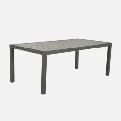 Verlengbare tuintafel met 10 stoelen van aluminium en textileen