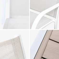 Verlengbare tuintafel met 8 stoelen van aluminium en textileen