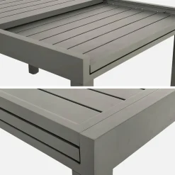 Verlengbare tuintafel met 8 stoelen van aluminium en textileen