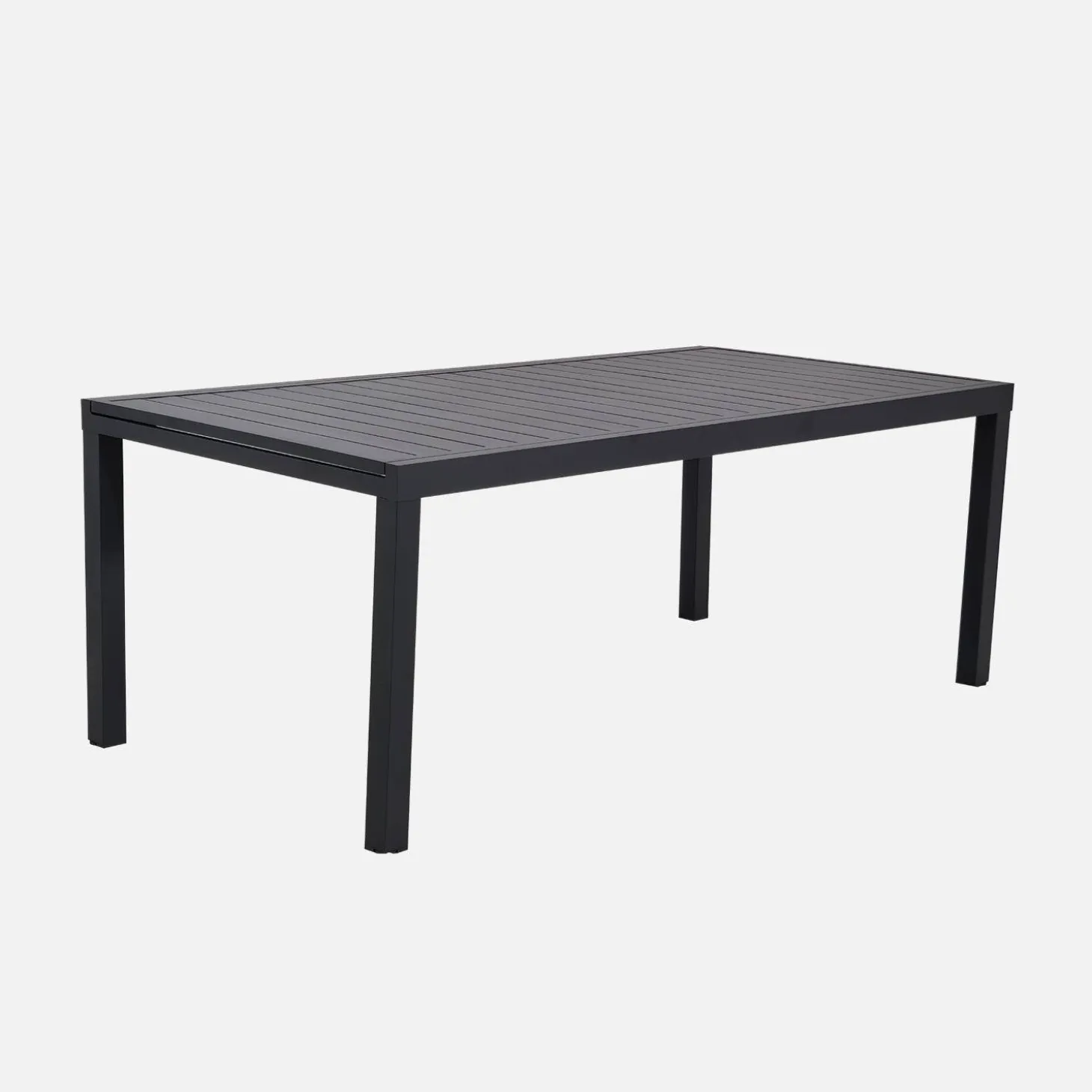 Verlengbare tuintafel met 10 stoelen van aluminium en textileen