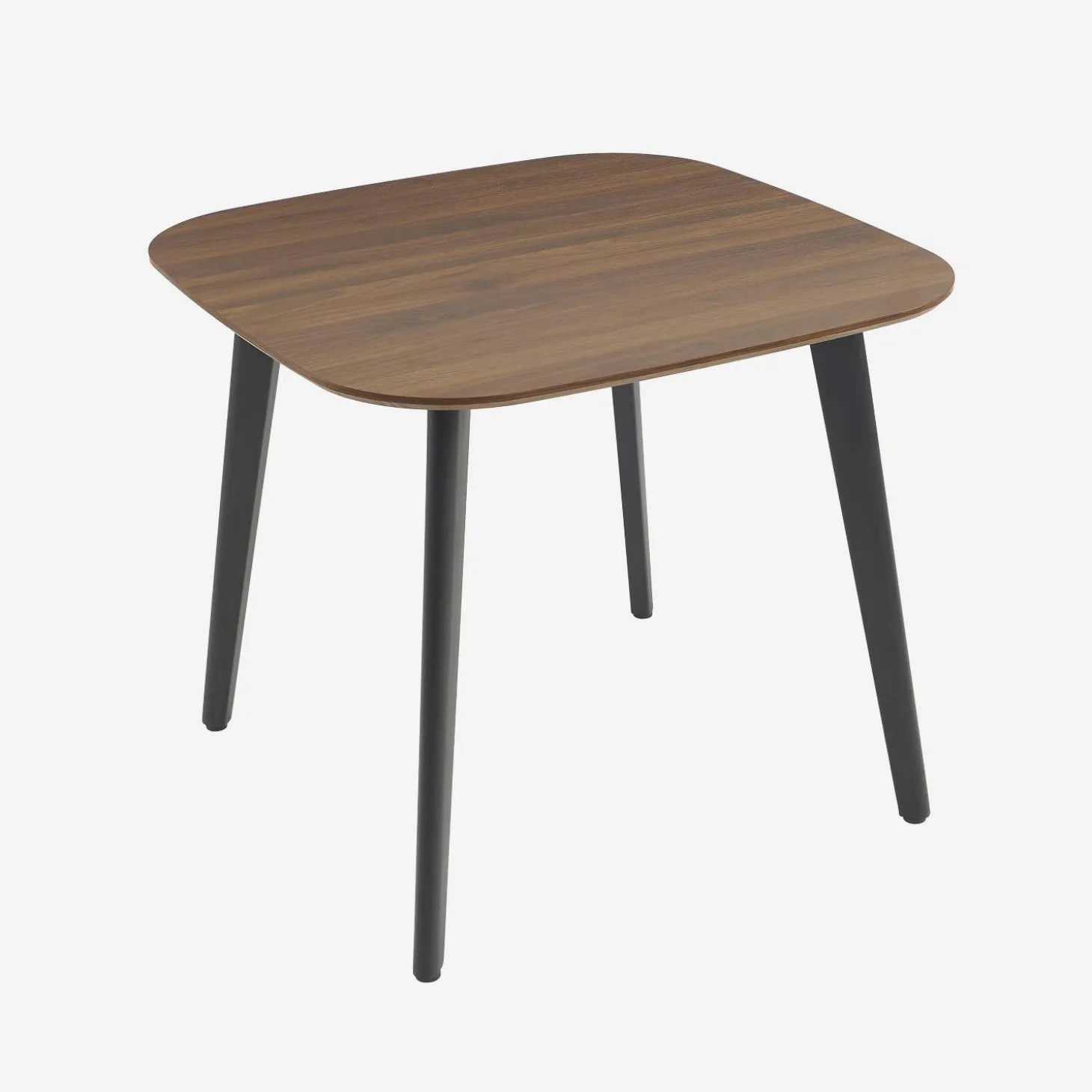 Vierkante eettafel met houteffect en zwarte metalen poten voor 4 personen