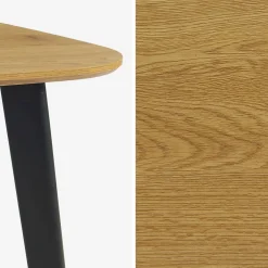 Vierkante eettafel met houteffect en zwarte metalen poten voor 4 personen