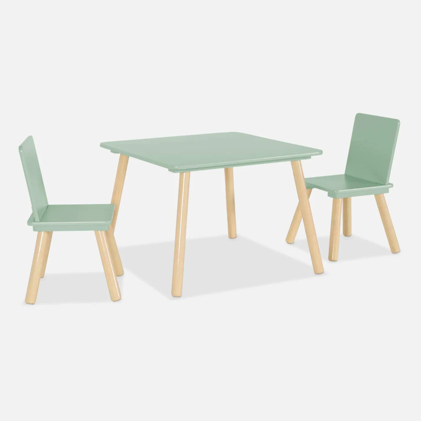 Vierkante kindertafel grenenhout 2 stoelen