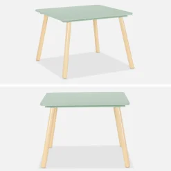 Vierkante kindertafel grenenhout 2 stoelen
